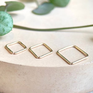 Solid Gold Square Hoop Earring, 9ct Gold Hoop, Geometric Jewellery, Gold Jewelry, Minimalist Hoop, Tragus, Helix, Cartilage.