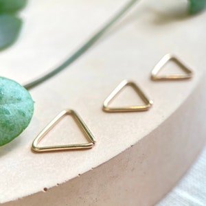 Solid Gold Triangular Hoop Earring, 9ct Gold Hoop, Geometric Jewellery, Gold Jewelry, Minimalist Hoop, Tragus, Helix, Cartilage.