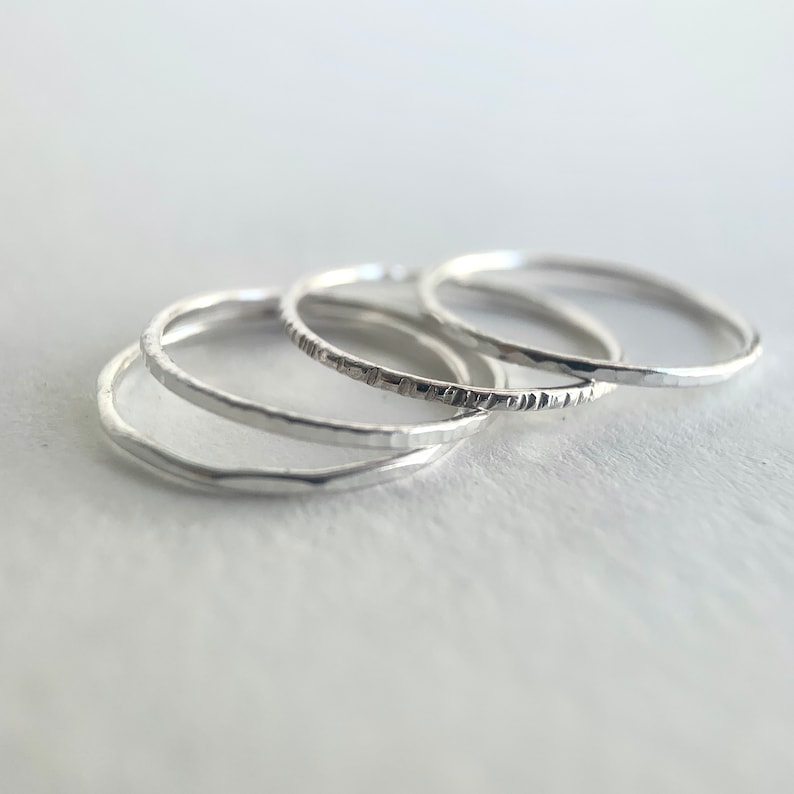 Silver Skinny Stacking Rings Mix and Match Stacker Set Etsy UK
