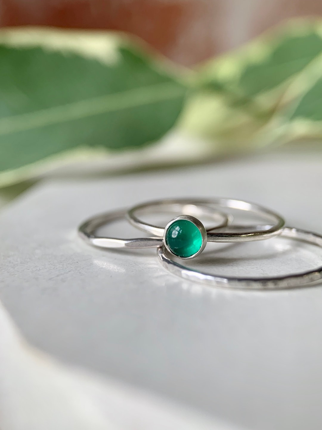 Green Gemstone Ring, Sterling Silver Rings, Green Onyx Gemstone ...