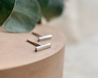 Bar Earring Studs, Sterling Silver Studs, Dainty Bar Studs, Geometric Jewellery, Silver Jewelry, Minimal Studs.