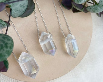 Angel Aura Quartz Necklace, Sterling Silver Gemstone Necklace, Crystal Necklaces, Crystal Jewellery, Gemstone Necklace, Sterling Silver.