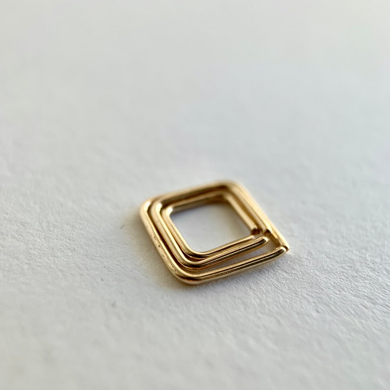 Minimalist Hoop Tragus Geometric Jewellery 9ct Gold Hoop Cartilage. Solid Gold Square Hoop Earring Helix Gold Jewelry