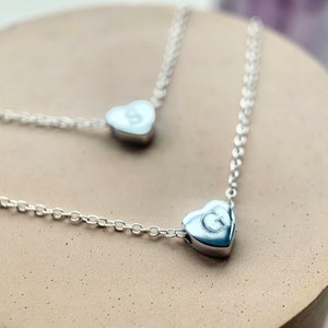 Sterling Silver Initial Necklace, Heart Shaped Necklace, Dainty Heart Necklace, Personalised Gifts, Initial Jewellery, Personalised Necklace