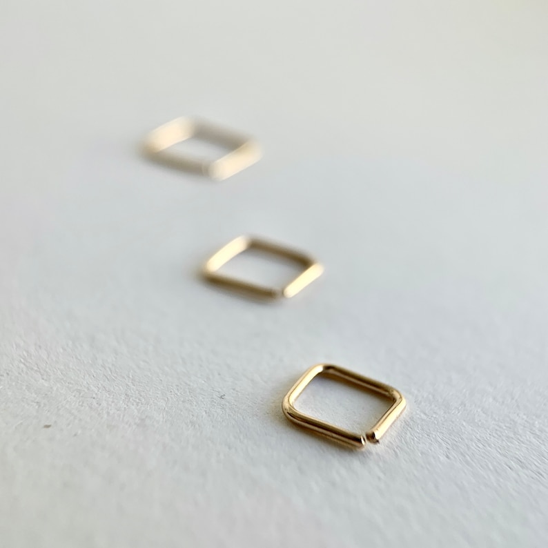 Minimalist Hoop Tragus Geometric Jewellery 9ct Gold Hoop Cartilage. Solid Gold Square Hoop Earring Helix Gold Jewelry
