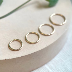 Solid Gold Hoop Earrings, 9ct Gold Hoop, Yellow Gold Jewellery, Gold Minimalist Hoop, Tragus, Helix, Cartilage, Nose Ring, Lobe piercings.