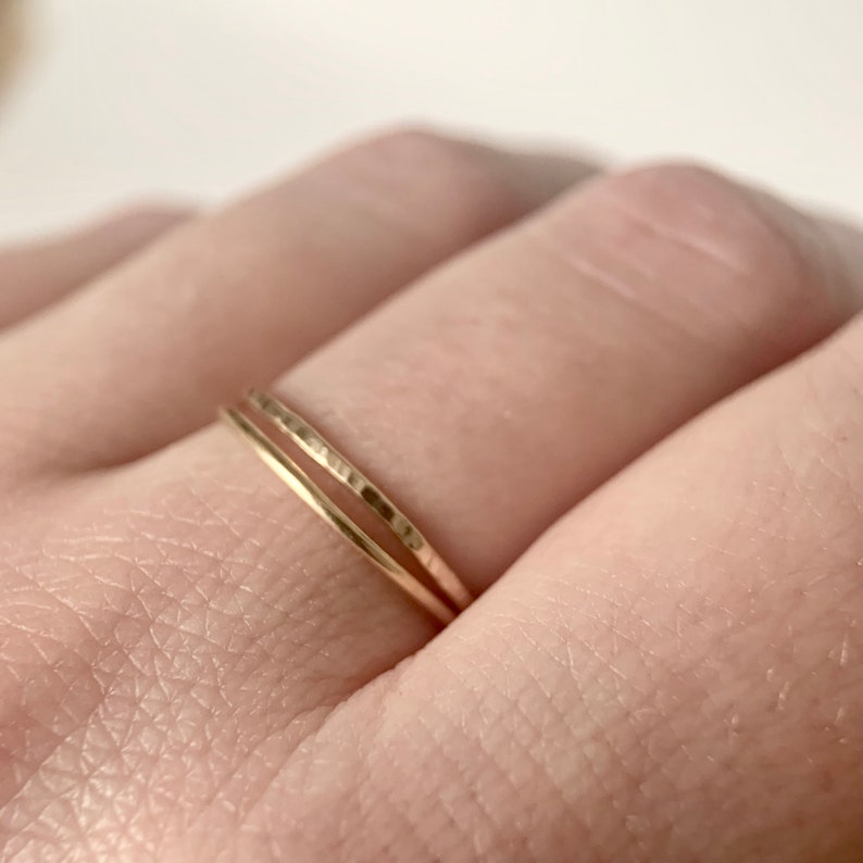 Rose Gold Ring Gold Ring 9ct Gold Ring Yellow Gold or Rose Gold Rings Textured Ring Solid Gold Stacking Rings Stacker Rings
