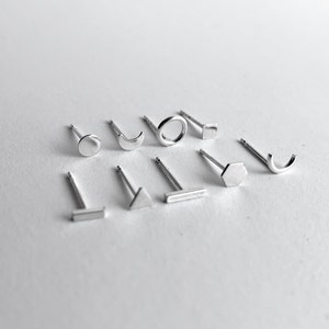 Sterling Silver Tiny Geometric Stud Earrings: Mix and Match