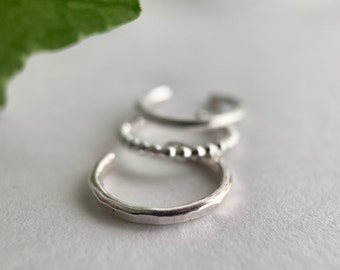 Sterling Silver Non Piercing Ear Cuff: Fake Conch/Helix Hoop