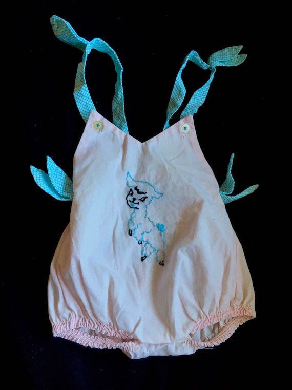 Vintage 40s/50s Little Lamb Sun Suit Onesie 6 Mont