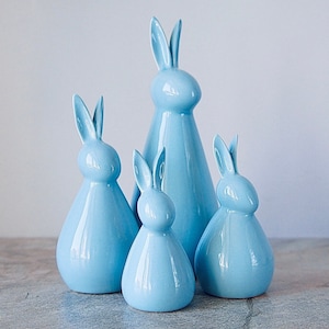 Ceramic Bunny Figurine Set, Easter Figurines, Handmade Cute Bunny, Rabbit Lover Gift, Rabbit Decor