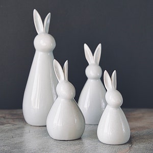 Ceramic Bunny Figurine, Handmade Cute Bunny Set, Easter Figurines, Handmade Cute Bunny, Rabbit Lover Gift, Rabbit Decor