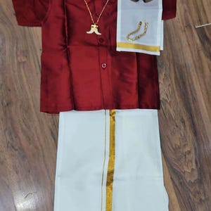 South Indian Dhoti With Shirt,South Indian dress for New Born Baby, Traditional Dress,Boys Ethnic Dress,Boy's kurta pajama,annaprasana Dress