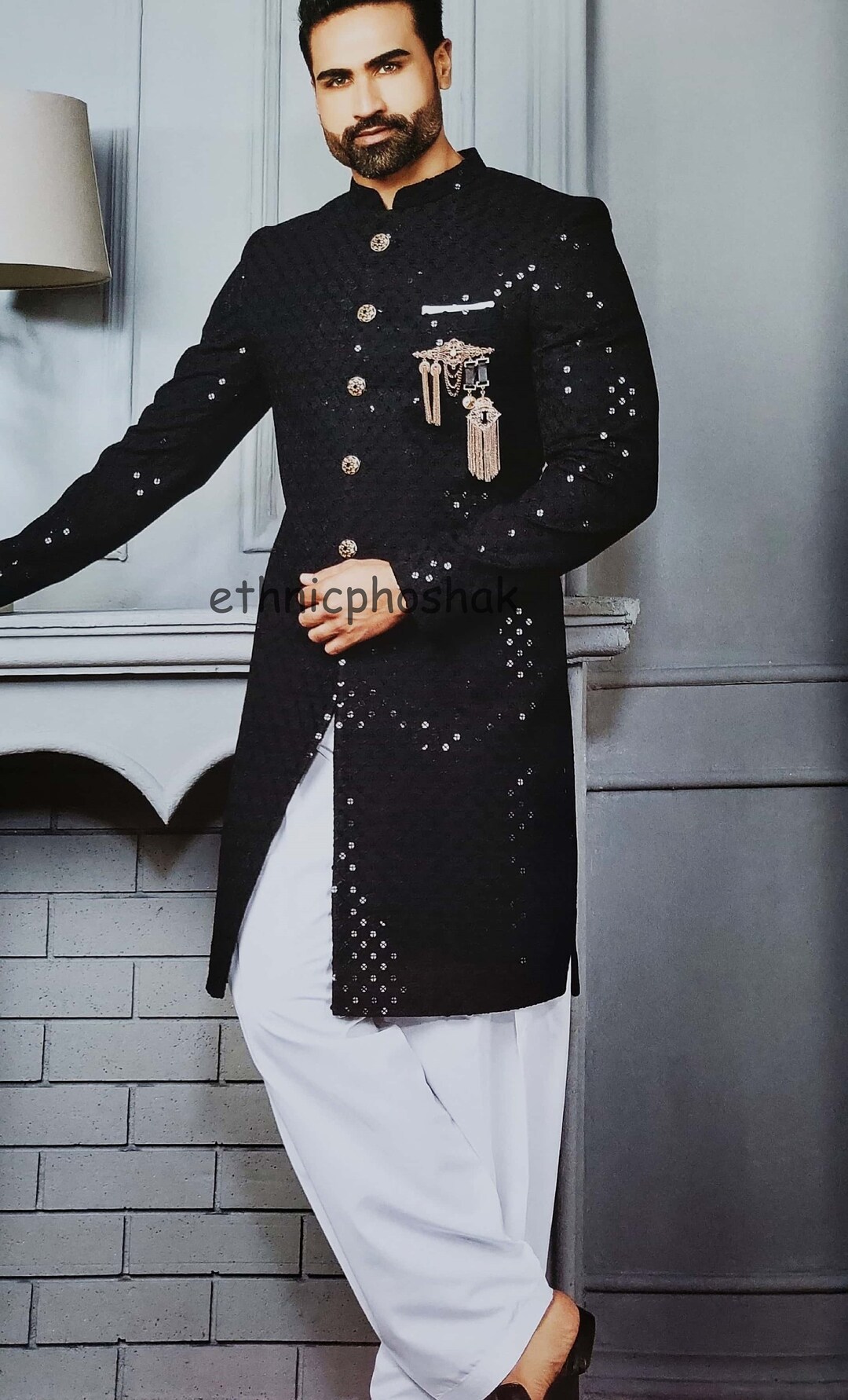 Sherwani For Men Jodhpuri Suit Chikankari Sherwani Wedding Etsy