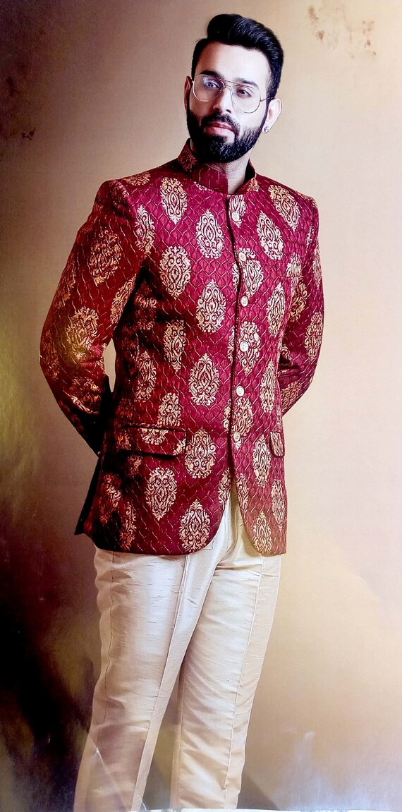 red jodhpuri suit