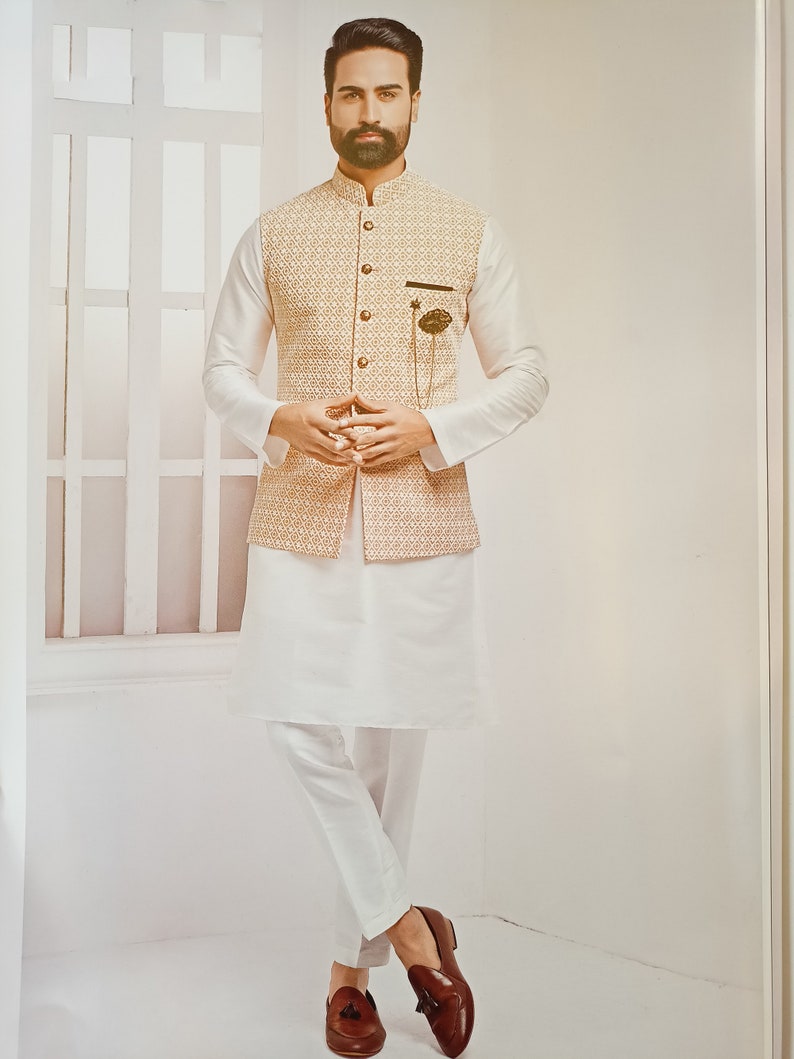 Kurta Pajama for Men Indian Designer Wedding Partywear Royal Outfit Traditional Ethnic India Dress kurta pajama With Embriodery Waist Coat