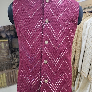 Indian Handmade Traditional  Mirrorwork wedding wear nehru jackets for men| mens nehru jackets|mens wedding wear outfits fits |kurta pajama