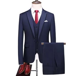Wedding Suits Custom Made solid  Suits New Business Formal Work Suit for Men Best Man&#39;s Three Piece Custom Logo Adults