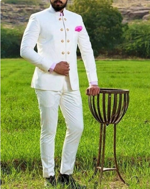 2020 New White Double-breasted Men's Suit Jacket For Wedding Notch Lap –  steve_yeun