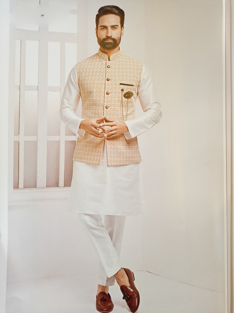 Kurta Pajama for Men Indian Designer Wedding Partywear Royal Outfit Traditional Ethnic India Dress kurta pajama With Embriodery Waist Coat