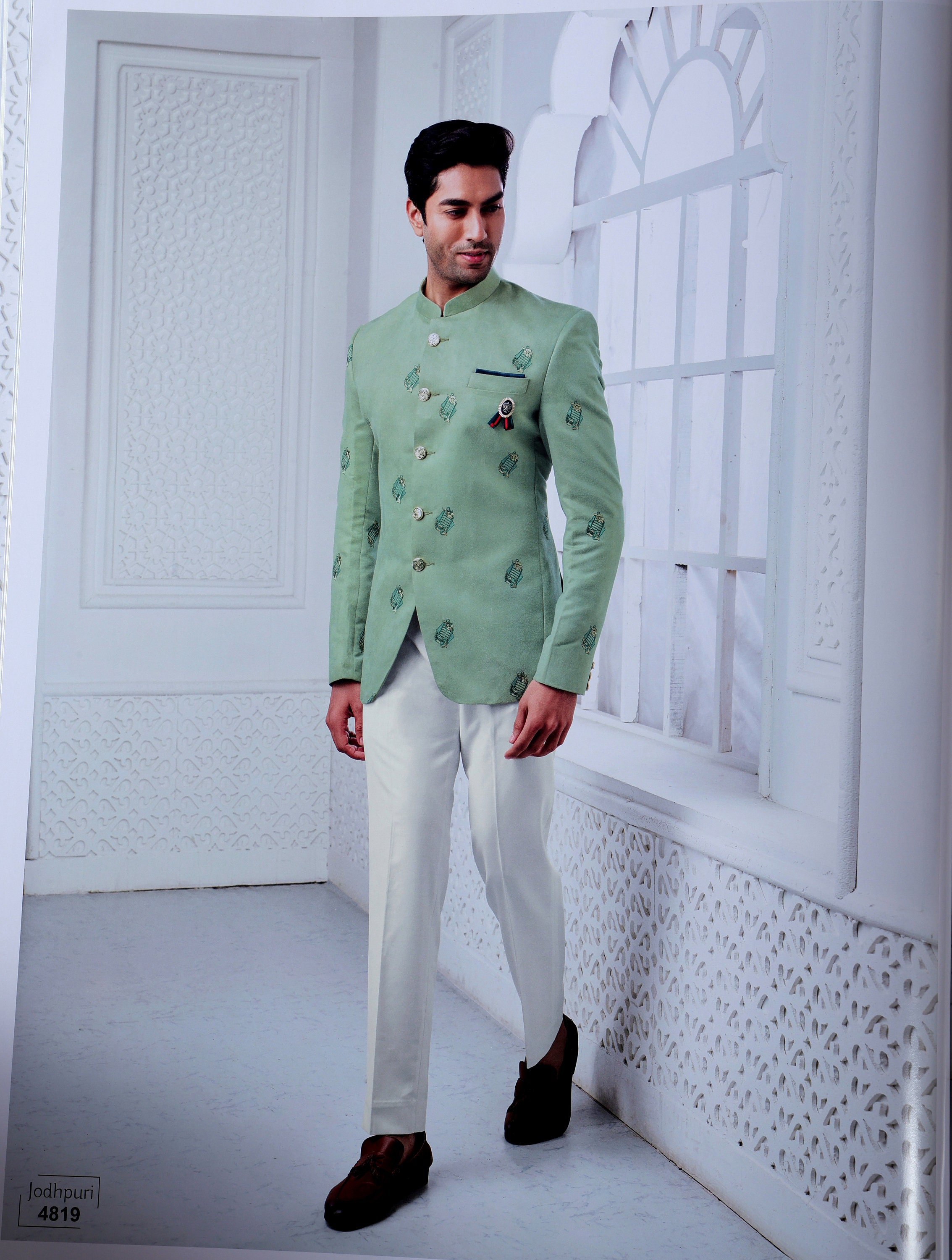 Rama Green Dhoti Style Cotton Silk Kurta Pajama