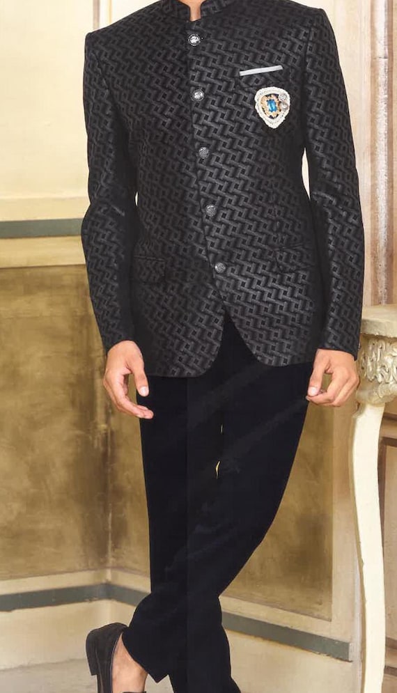 Black jodhpuri indo western best sale