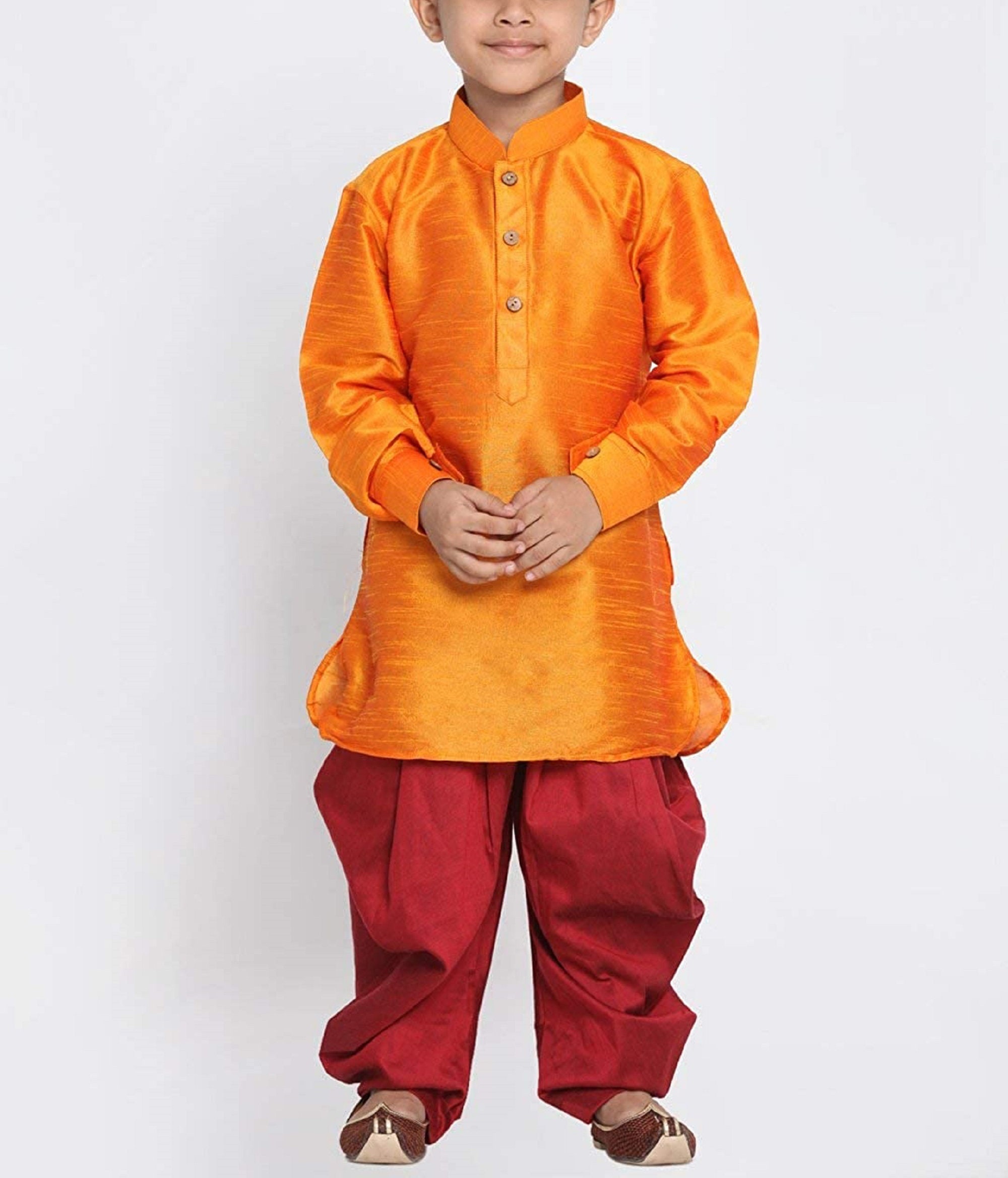Indian Kids Dhoti Kurta art Dupion Raw 