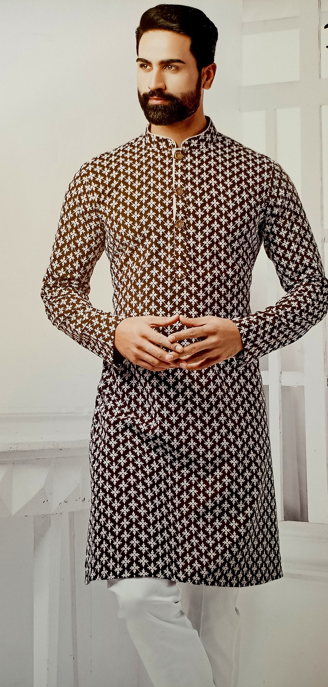 Indian Designer Traditional Stylish Kurta Pajama Lakhnavi Etsy