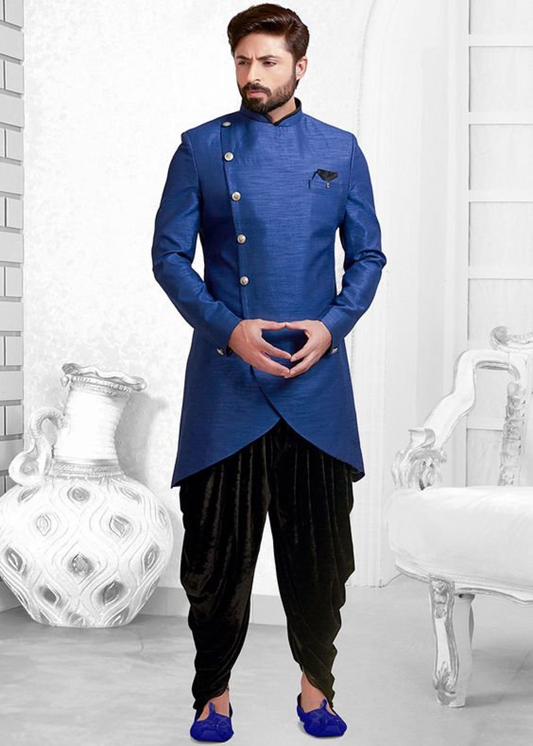 Purple Bandhani Printed Dhoti Style Salwar Suit