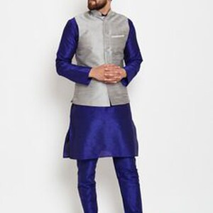 Kurta Pajama,Modi Jacket, Jacket For Men,Set of 3, Silk kurta pajama jacket, wedding wear, Kurta for men,Partywear, Custom made kurta pajama
