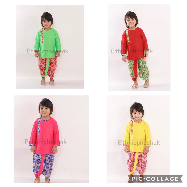 peplum top with bandhej print Dhoti Kurta Traditional Dress,Ethnic Dress For New Born Baby Boy/'s kurta pajamaDhoti Indian Kids Dhoti Kurta