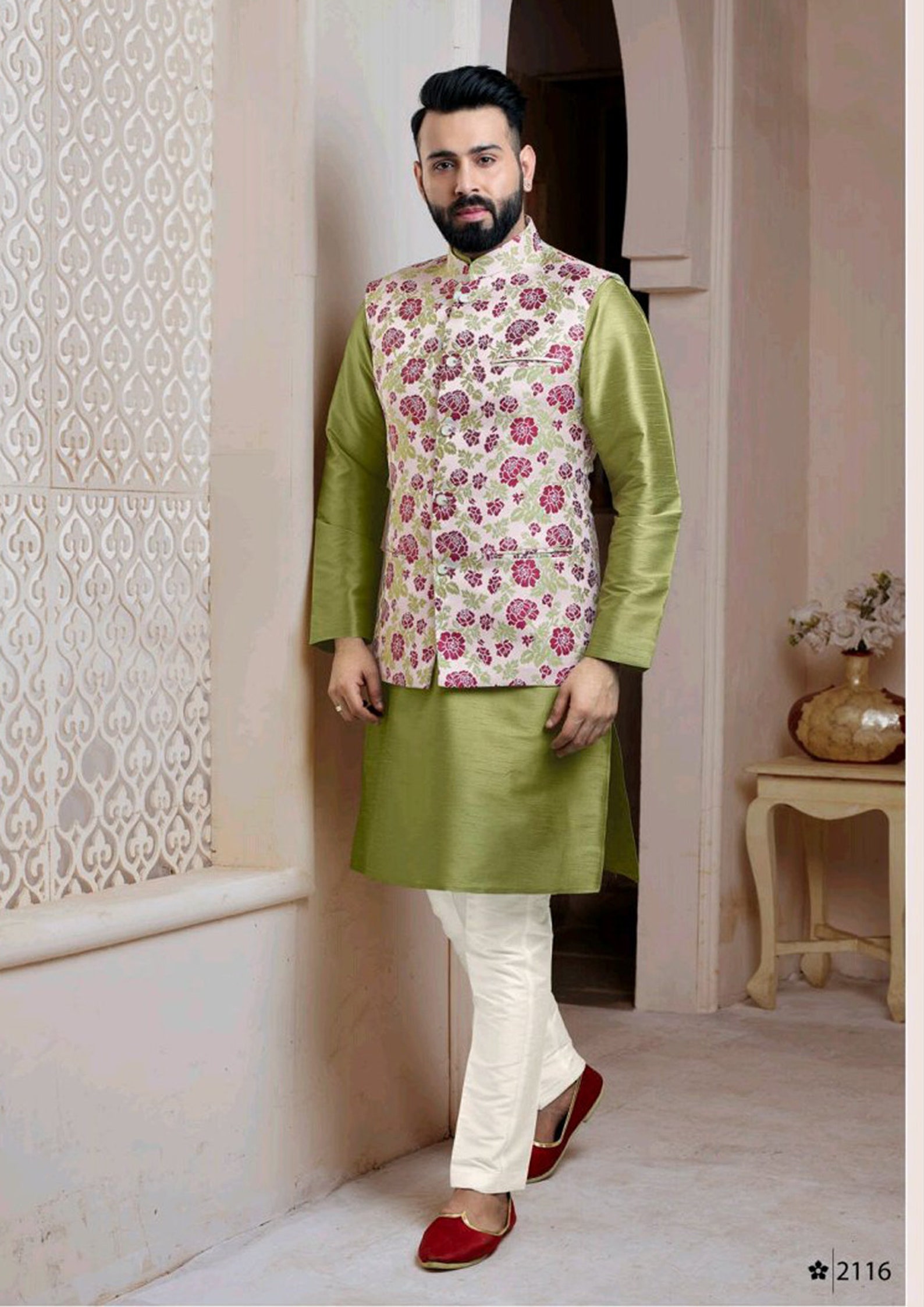 Kurta Pajama Set With Waistcoat / Vest / Koti /nehru Jacket Etsy