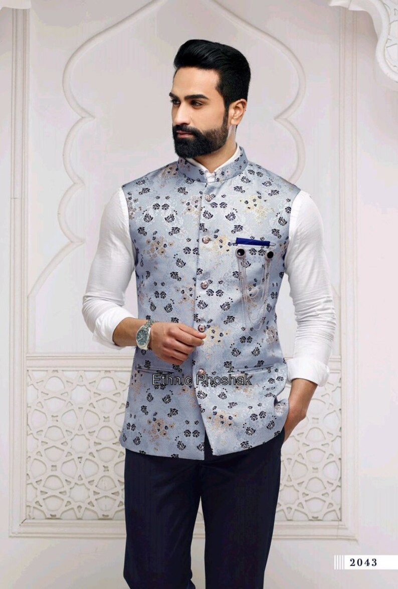 Indo Western Mens Jodhpuri Suit Wedding Designer Printed