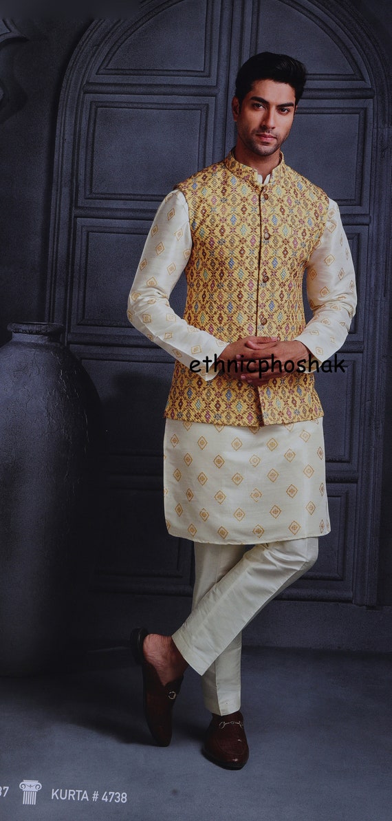Kurta pajama with 2025 jacket party wear