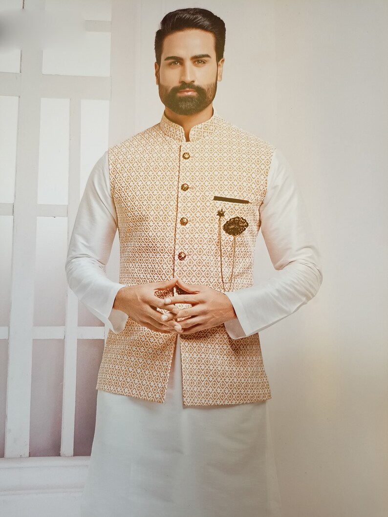 Kurta Pajama for Men Indian Designer Wedding Partywear Royal Outfit Traditional Ethnic India Dress kurta pajama With Embriodery Waist Coat