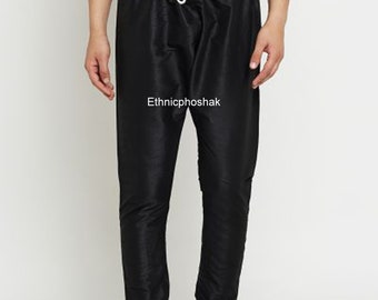 Pantaloni da pigiama in seta grezza fatti a mano, abbigliamento etnico maschile