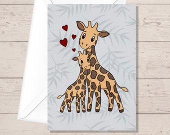 A6 Sized Giraffe Card, Father’s Day Card, New Parent Card, Blank Notecard, Made in the UK, SH Designs