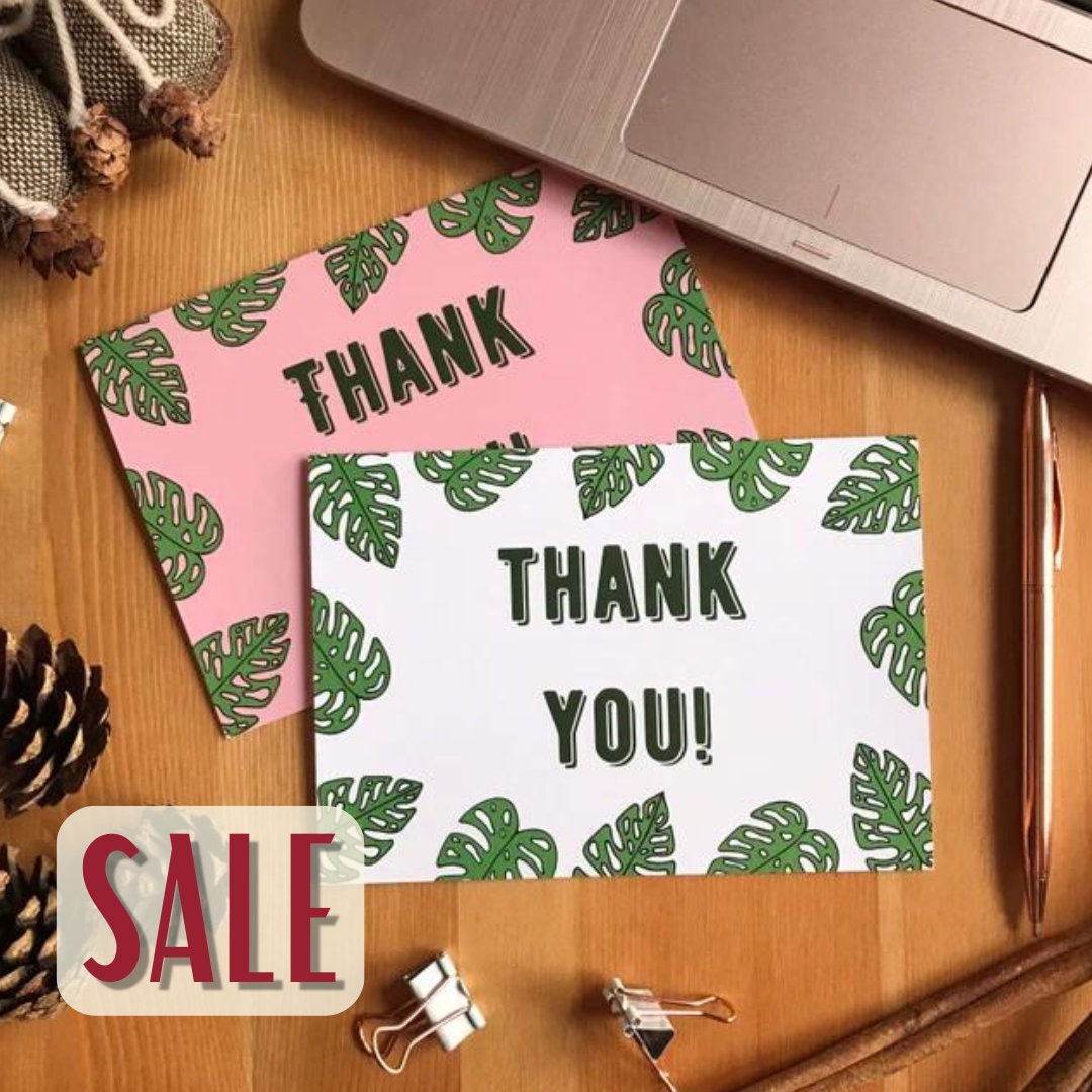 CLEARANCE A6 Sized Tropical Leaf Monstera Leaf Thank You Card - Etsy.de