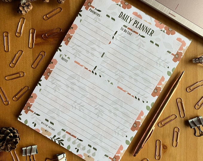 White Floral A5 Sized Daily Planner Pad