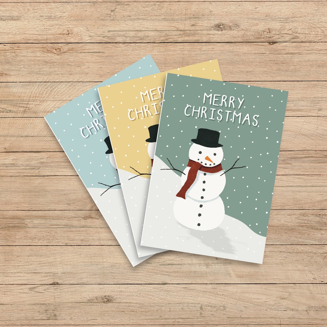 A6 Size Festive Snowman Christmas Card, Merry Christmas Card, Cute