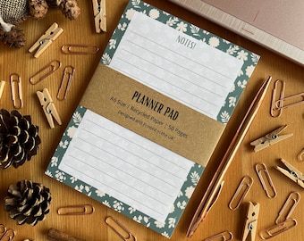 Green Floral A6 Sized To Do Notepad