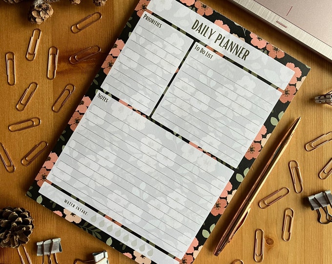 Dark Floral A5 Sized Daily Planner Desk Pad