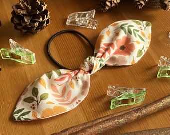 Autumn Floral Patterned Hair Tie, Bow Hair Accessories, Cute Hair Band, Hair Bobble, Bow Style Bobble, Made in the UK, SH Designs