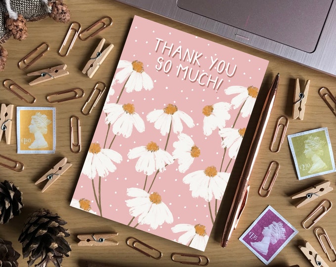 Thank You So Much Pink A6 Greeting Card