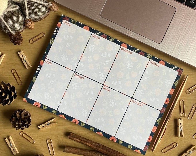 Blue and Orange Weekly Planner Desk Pad