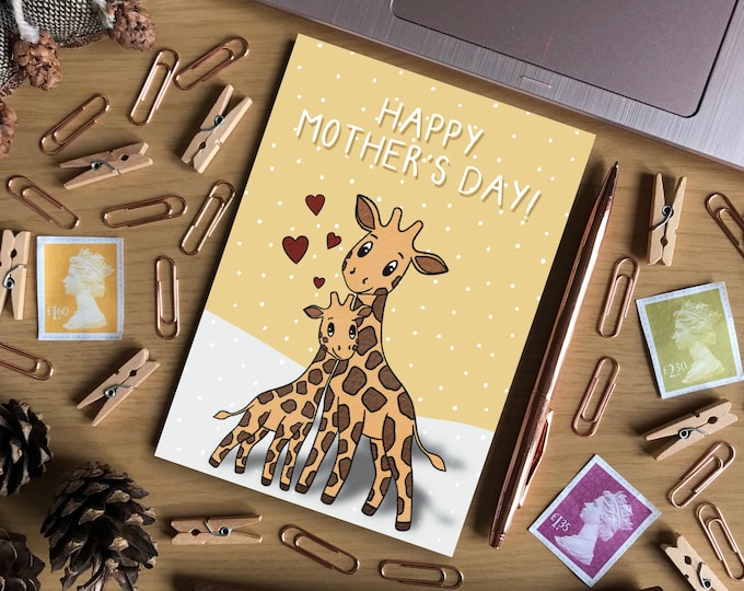 Happy Mother's Day Yellow Giraffe A6 Size Card