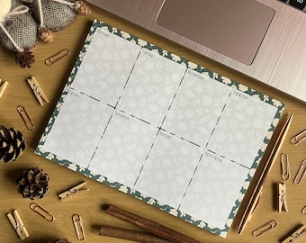Green Floral A5 Size Weekly Planner Desk Pad