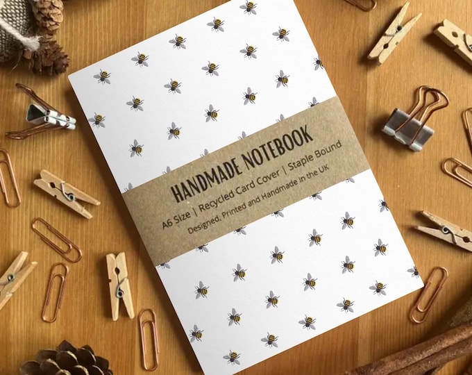 Bee Pattern Handmade Notebook: A6 Pocket Journal