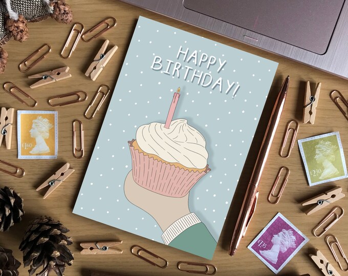 Happy Birthday Cupcake A6 Size Card