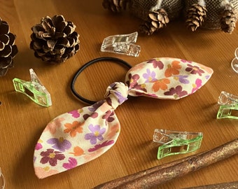 Bright Floral Patterned Hair Tie, Bow Hair Accessories, Cute Hair Band, Hair Bobble, Bow Style Bobble, Made in the UK, SH Designs